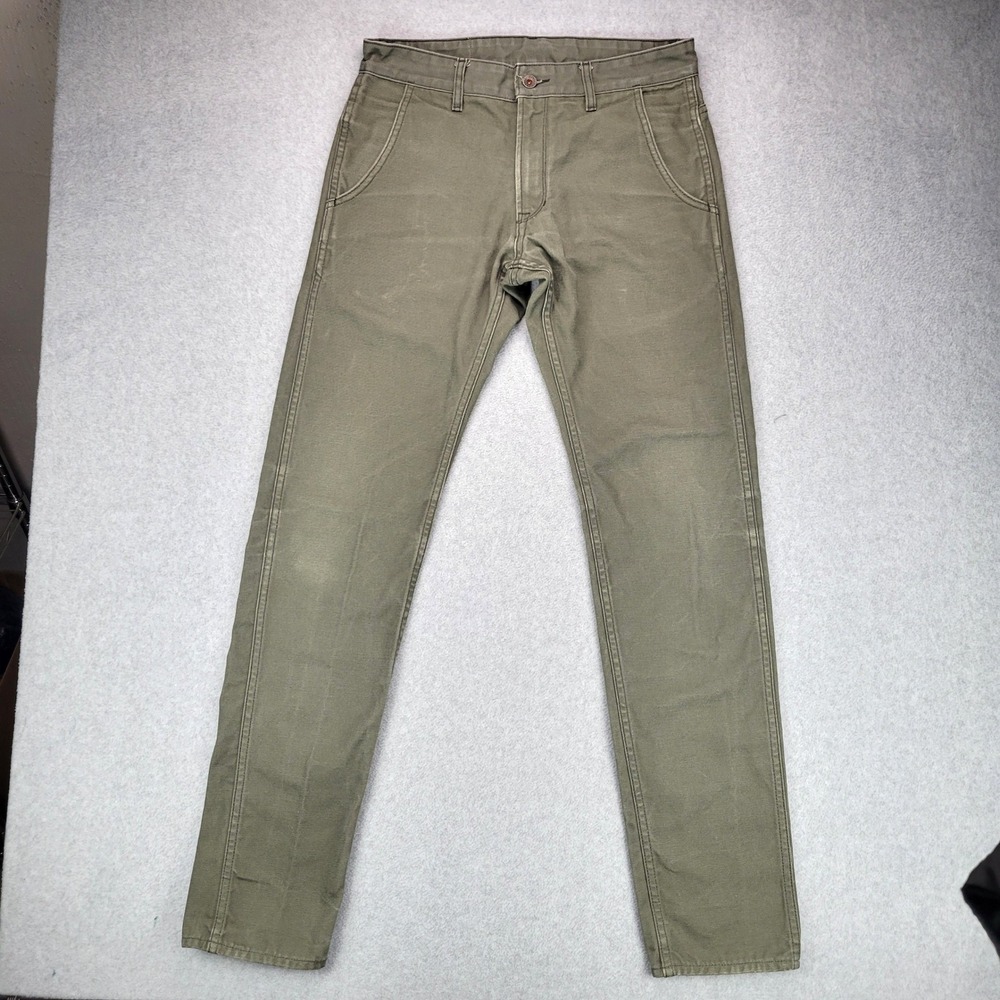 Railcar Fine Goods Flight Trousers Mens 31 Olive Green Canvas Slim Straight USA